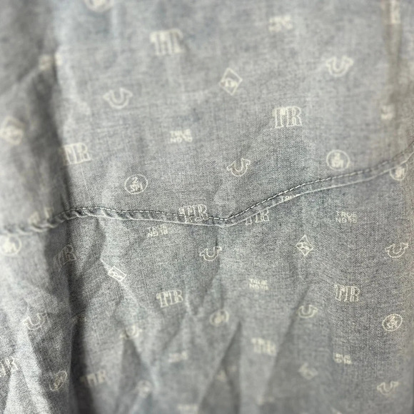 True Religion • All Over Logo Chambray Button Down Long Sleeve Shirt - Picture 5 of 10